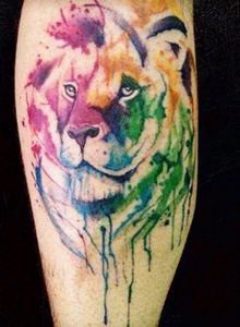 彩色创意狮子纹身图案 手臂动物纹身图片大全